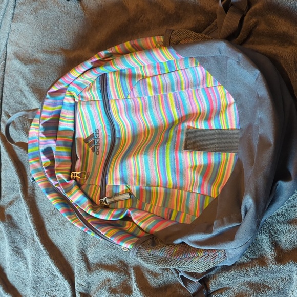 Adidas striped bookbag backpack multi compartments - Picture 1 of 4